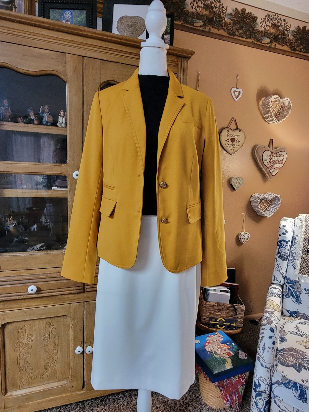 Banana Republic Marigold Mustard Gold Button Tailored Blazer Size 6 GORGEOUS - Picture 12 of 13